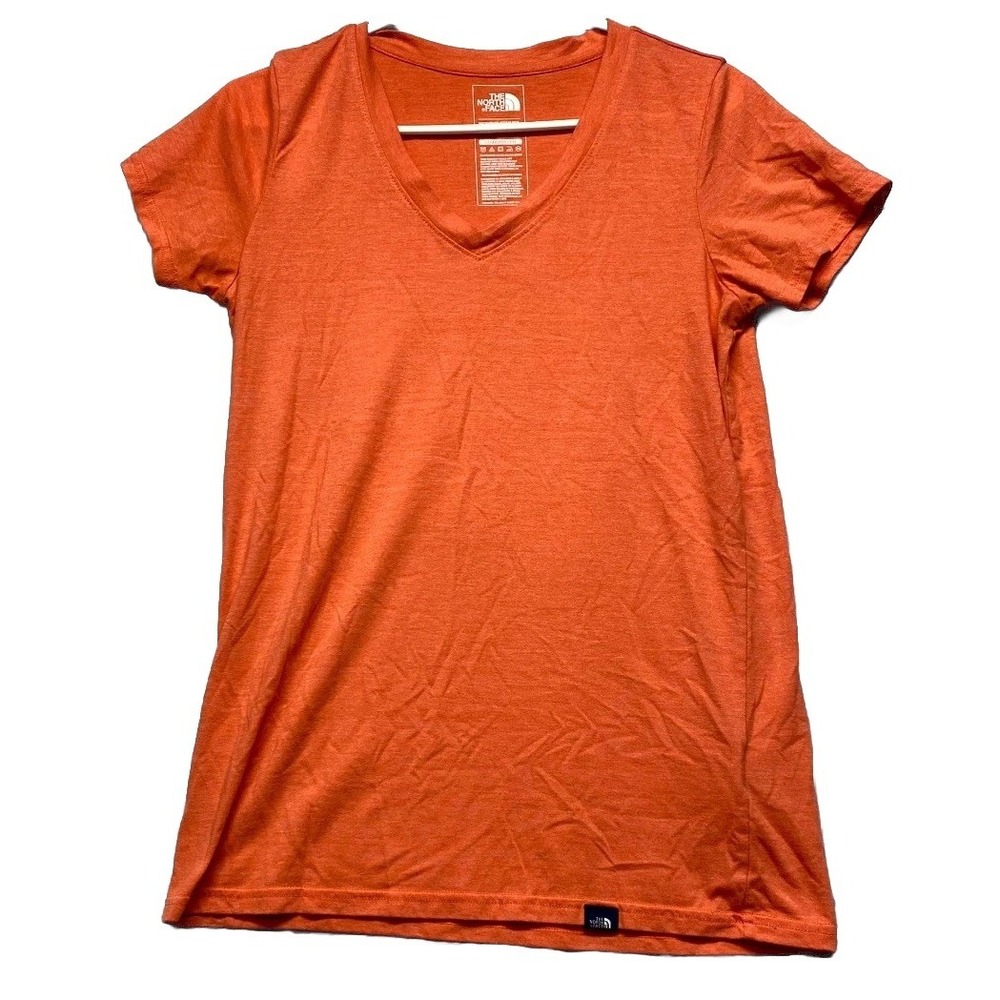 The North Face T Shirt Womens Small Rust Cotton Performance V Neck Standard Fit